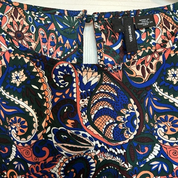 4/$20 Vero Moda paisley long sleeve scoop neck light pink and navy blouse size S - Picture 6 of 8